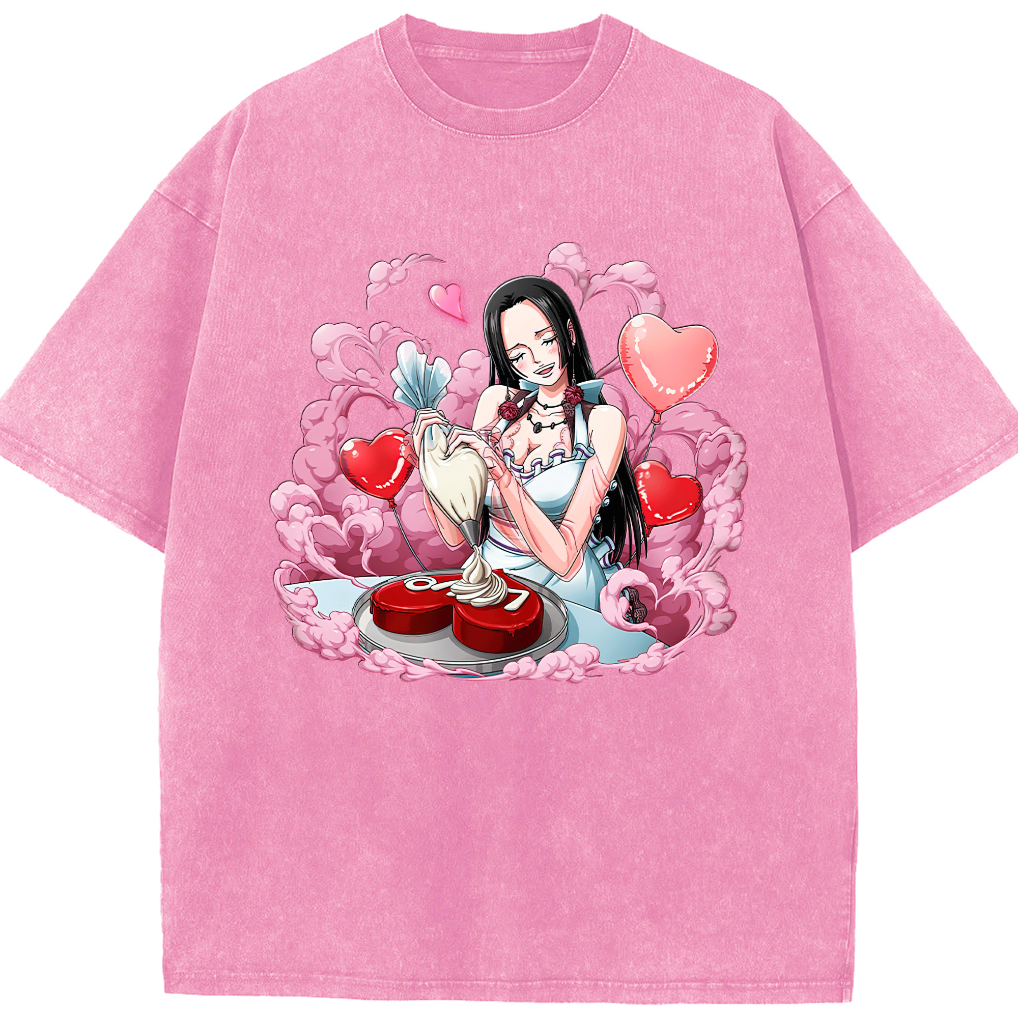 ワンピース ボア・ハンコック ONE PIECE Boa·Hancock 綿100% ヴィンテージ風 半袖Tシャツ（フロントプリント）